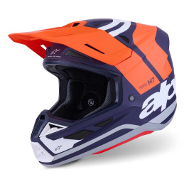 CASQUE MOTOCROSS ALPINESTARS SM7 CORE ORANGE BLEU MAT