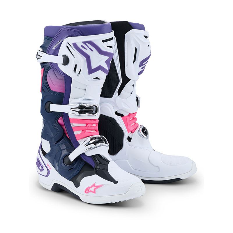 BOTTES MOTOCROSS ALPINESTARS TECH 10 BLANC VIOLET BOTTES MOTOCROSS ALPINESTARS TECH 10 BLANC VIOLET