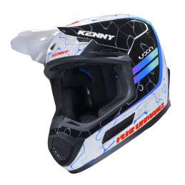 CASQUE KENNY PERFORMANCE GRAPHIC + WAVE BLUE WHITE